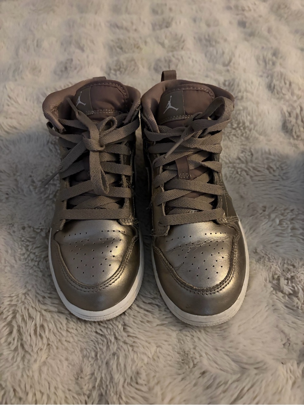Nike Kids Metallic Taupe/Gray High-Top Sneakers